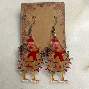 Holiday Chicken Earrings New